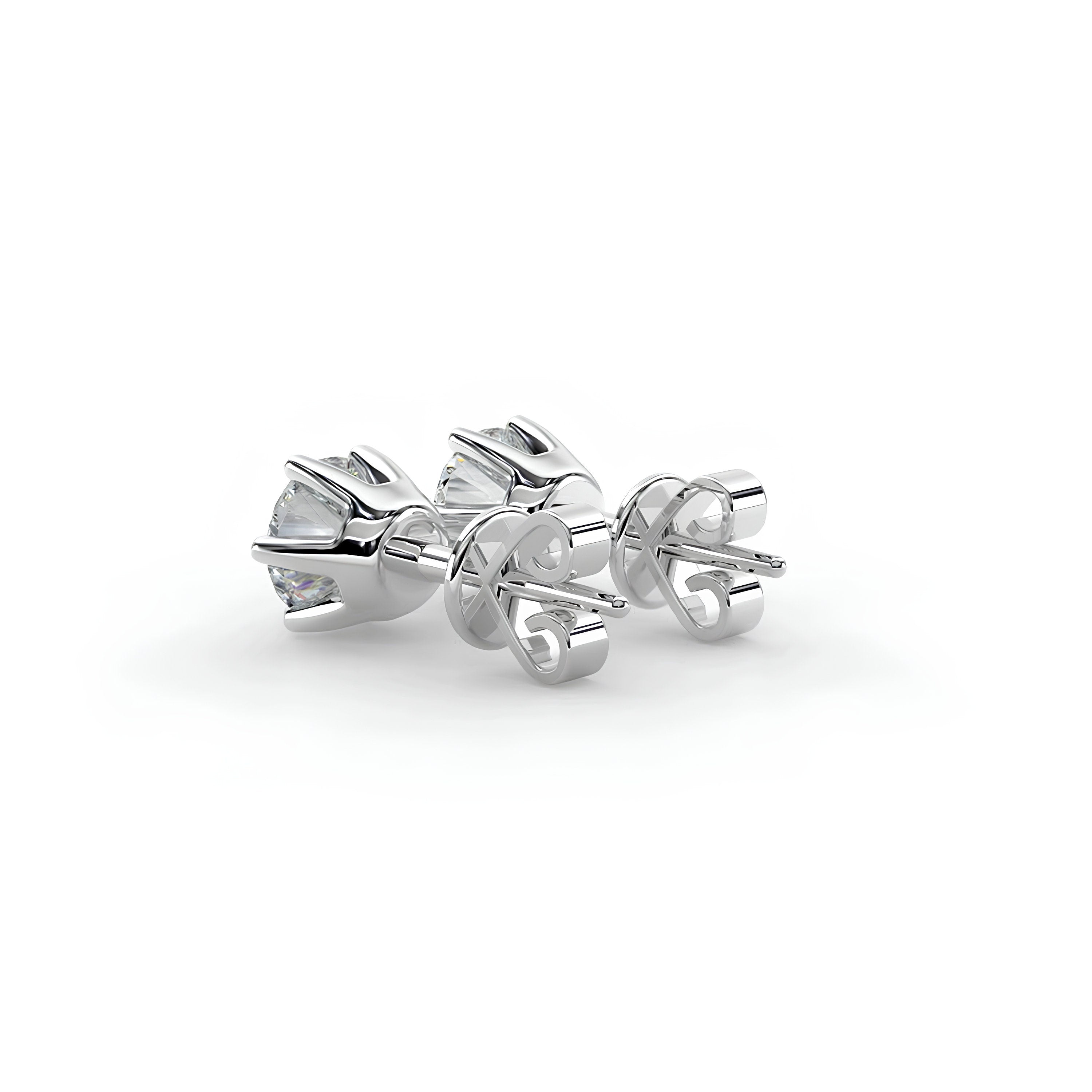 Dazzling EF VS/SI Lab-Grown Diamond Stud Earrings Sparkling 6-Prong Round Cut Design in 14K Gold